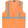 S363P ANSI Class 2 Economy Hi-Viz Orange Mesh Vest w/ Pockets (Medium)